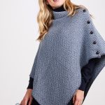Herringbone Poncho with Buttons