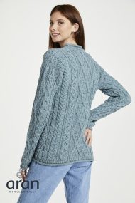 Aran-Rundhalspullover mit gerolltem Kragen (Unisex) – Bild 4