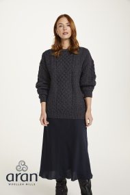 Traditional Aran Sweater – Grey (Unisex)