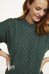 Klassischer Aran-Pullover – Grün (Unisex) – Bild 6