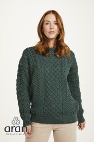 Klassischer Aran-Pullover – Grün (Unisex) – Bild 3