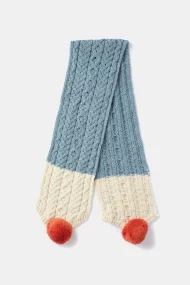 Dreifarbiger Kinderschal mit Bommel