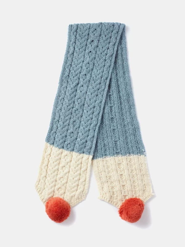 Dreifarbiger Kinderschal mit Bommel