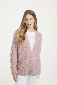 Kastenstrickjacke mit Gittermuster und Seitenschlitzen