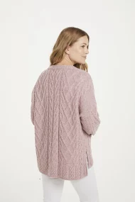 Kastenstrickjacke mit Gittermuster und Seitenschlitzen – Bild 2