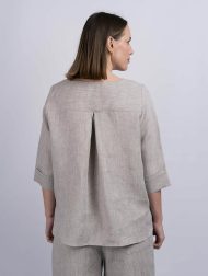 Top aus irischem Leinen mit Ärmel und Rückenfalte – Sandfarben – Image 3