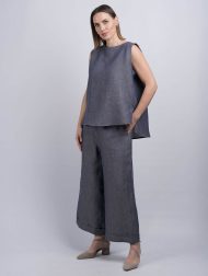 Damenhose aus irischem Leinen – Denim - Image 4