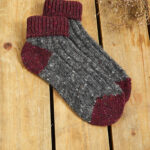 Adults’ Turn Down Ankle Sock – Charcoal/Wine