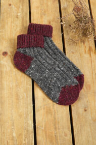 Adults’ Turn Down Ankle Sock – Charcoal/Wine