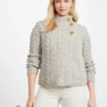 Asymmetrical Multi Cable Cardigan with Three Buttons