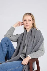 Cashmere Fine Wool Scarf – Oxford Grey