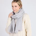Cashmere Fine Wool Scarf – Pearl Grey