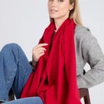 Cashmere Fine Wool Scarf – Tomato Red
