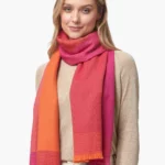 Extra Fine Merino Wool Scarf – Orange and Pink