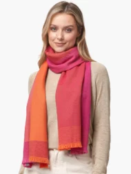 Extra Fine Merino Wool Scarf – Orange and Pink