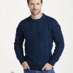 Traditional Aran Sweater – Atlantic Blue (Unisex)