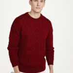 Traditional Aran Sweater – Rich Red (Unisex)