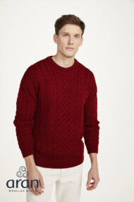 Traditional Aran Sweater – Rich Red (Unisex)