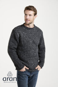 Donegal Tweed Roll Neck Sweater – Grey