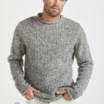 Donegal Tweed Roll Neck Sweater  – Light Grey