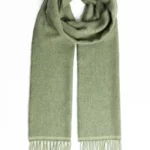 Schal aus Lammwolle – Grün mit Fischgrätmuster