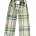 Lambswool Scarf – Green, Turq and Cream Tartan