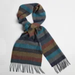 Lambswool Scarf –Armada Multiple Stripes in Ocean Blues and Brown