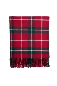 Ashford Lambswool Throw – Green and Red Check