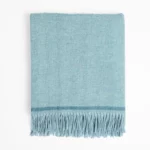 Dunbrody Lambswool Throw – Aqua Blue and Teal