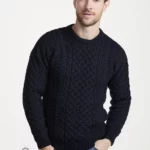 Traditional Aran Sweater – Navy Blue (Unisex)