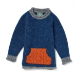 Children’s Roll Neck with Kangaroo Pocket – Blue/grey/orange