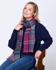 Schal aus Kaschmir und weicher Wolle – Petunie mit Tartanmuster – Bild 3