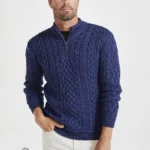 Aran-Troyer mit Viertelreissverschluss – Persischblau