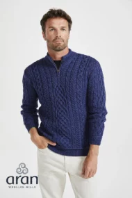 Aran-Troyer mit Viertelreissverschluss – Persischblau