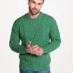 Klassischer Aran-Pullover – Kiwigrün (Unisex)