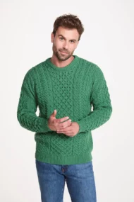 Klassischer Aran-Pullover – Kiwigrün (Unisex)