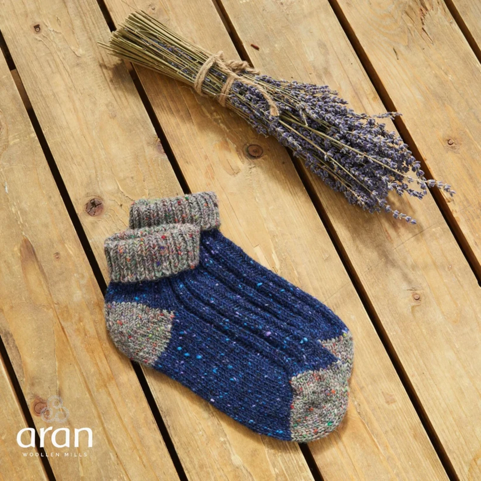 Adults_Turn_Down_Ankle_Sock_Blue_Grey_Women_Original1 Socken mit Umschlagbündchen für Erwachsene in Blau/Grau
