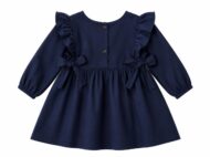 Handgesticktes Kleid für Kinder aus Leinen und Baumwolle - Dunkelblau, Rückseite
